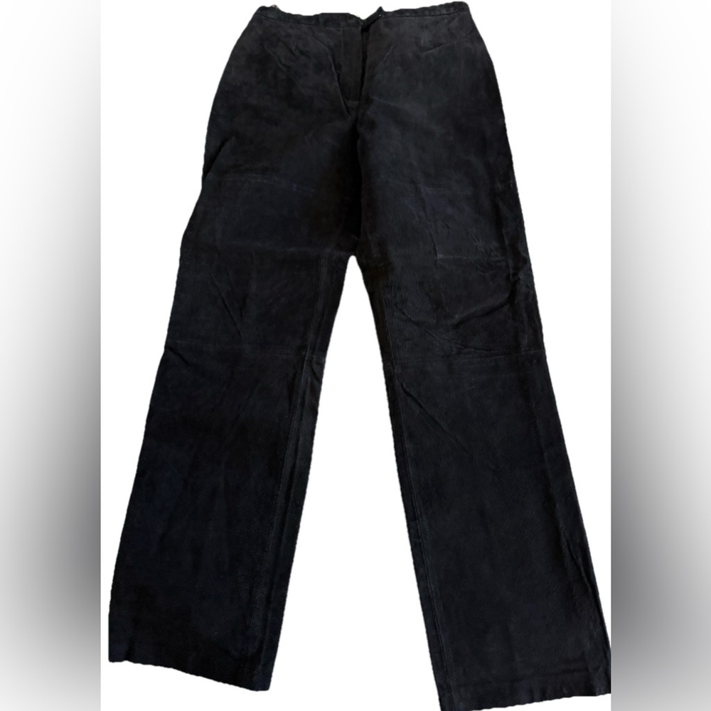 NWT ST. JOHN’S BAY Genuine Leather Black Suede High Rise Pants Sz 12  32x30